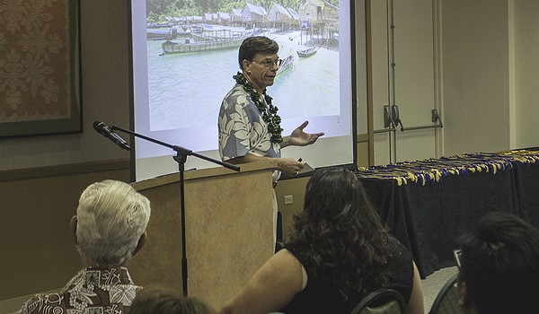 Brian Gahran presents to the National Honor Society at Chaminade University (2016)